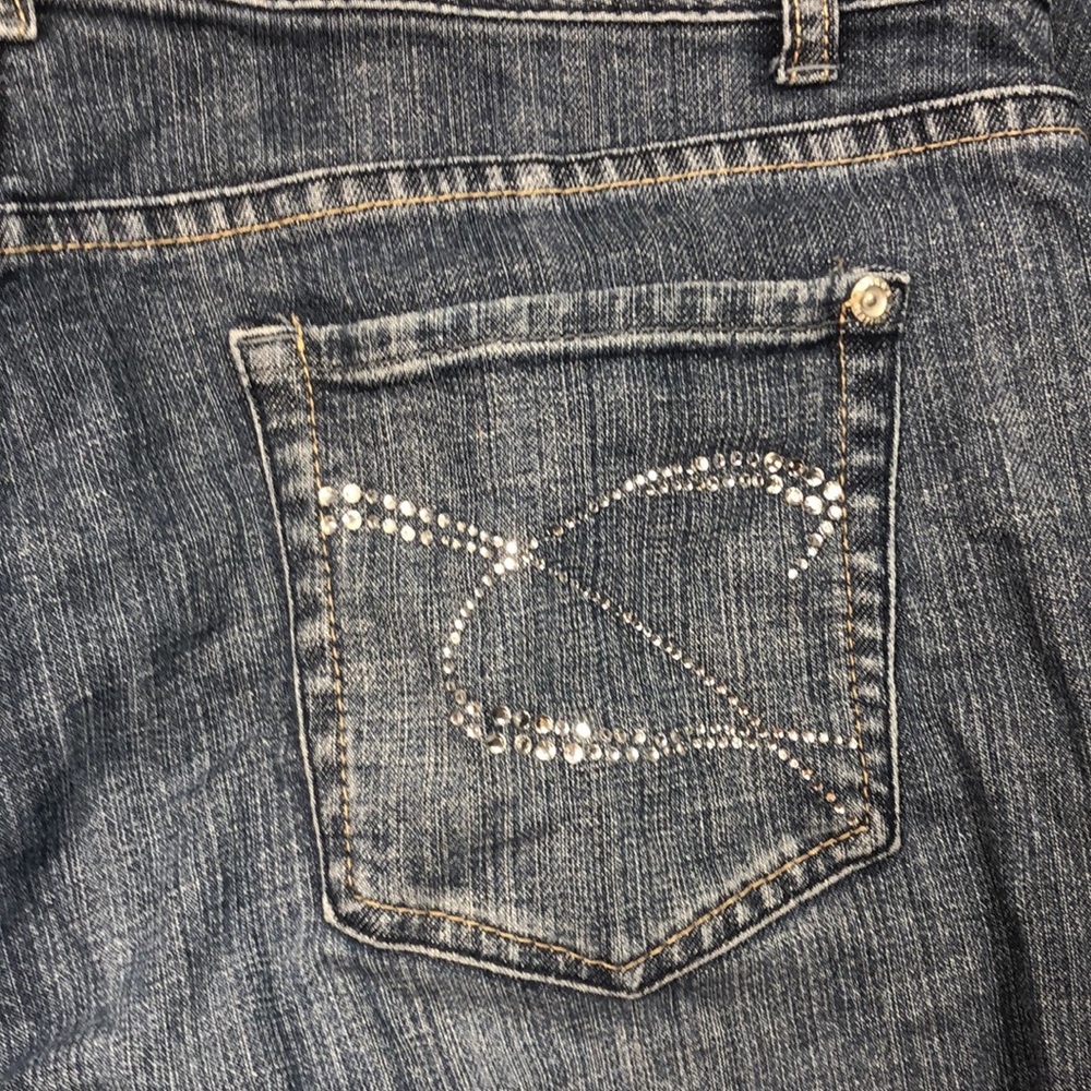 Chicos Platinum Jeans Bling Gem Pockets Medium Wash Mid Rise Womens 2.5 14 - Picture 5 of 8